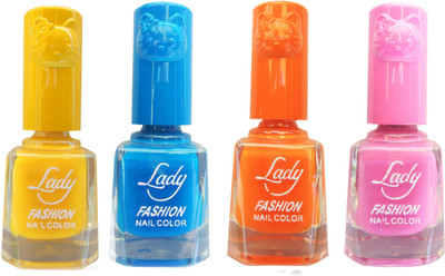 

Lady Fashion Colour Cap Insta Dry Nail polish (Evergreen Colours) Yellow,Blue,Orange,Pink(Pack of 4)