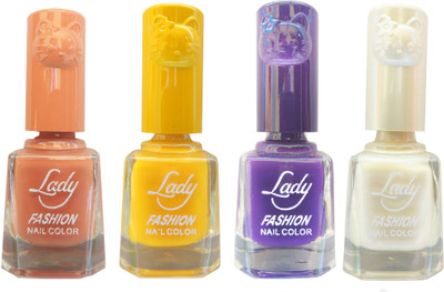 

Lady Fashion Colour Cap Insta Dry Nail polish (Evergreen Colours) Brown,Yellow,Purple,White(Pack of 4)