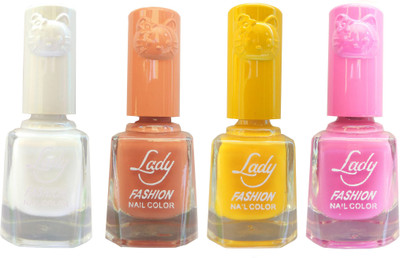 

Lady Fashion Colour Cap Insta Dry Nail polish (Evergreen Colours) White,Brown,Yellow,Pink(Pack of 4)