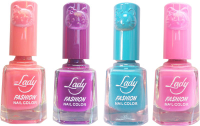 

Lady Fashion Colour Cap Insta Dry Nail polish (Evergreen Colours) Pink,Purple,Blue,Pink(Pack of 4)
