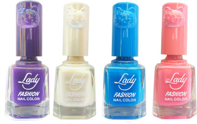 

Lady Fashion Colour Cap Insta Dry Nail polish (Evergreen Colours) Purple,White,Blue,Pink(Pack of 4)