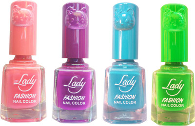 

Lady Fashion Colour Cap Insta Dry Nail polish (Evergreen Colours) Pink,Purple,Blue,Green(Pack of 4)