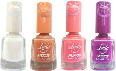 

Lady Fashion Colour Cap Insta Dry Nail polish (Evergreen Colours) White,Brown,Pink,Purple(Pack of 4)