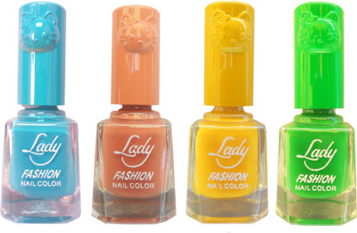 

Lady Fashion Colour Cap Insta Dry Nail polish (Evergreen Colours) Blue,Brown,Yellow,Green(Pack of 4)