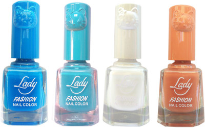 

Lady Fashion Colour Cap Insta Dry Nail polish (Evergreen Colours) Blue,Blue,White,Brown(Pack of 4)