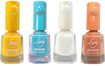 

Lady Fashion Colour Cap Insta Dry Nail polish (Evergreen Colours) Yellow,Blue,White,Brown(Pack of 4)
