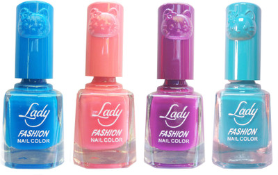 

Lady Fashion Colour Cap Insta Dry Nail polish (Evergreen Colours) Blue,Pink,Purple,Blue(Pack of 4)