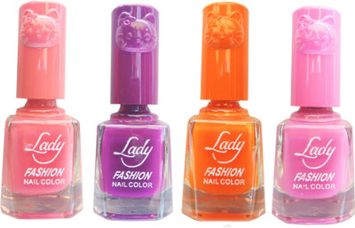 

Lady Fashion Colour Cap Insta Dry Nail polish (Evergreen Colours) Pink,Purple,Orange,Pink(Pack of 4)