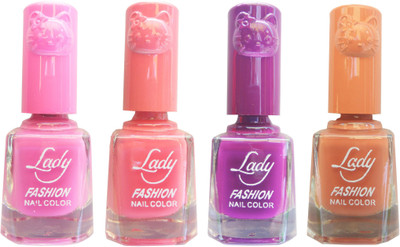 

Lady Fashion Colour Cap Insta Dry Nail polish (Evergreen Colours) Pink,Pink,Purple,Brown(Pack of 4)