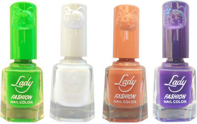 

Lady Fashion Colour Cap Insta Dry Nail polish (Evergreen Colours) Green,White,Brown,Purple(Pack of 4)