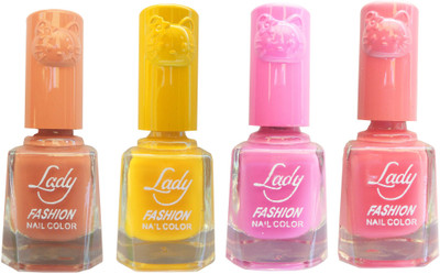 

Lady Fashion Colour Cap Insta Dry Nail polish (Evergreen Colours) Brown,Yellow,Pink,Pink(Pack of 4)