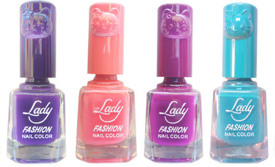 

Lady Fashion Colour Cap Insta Dry Nail polish (Evergreen Colours) Purple,Pink,Purple,Blue(Pack of 4)