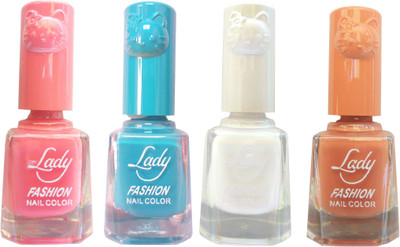 

Lady Fashion Colour Cap Insta Dry Nail polish (Evergreen Colours) Pink,Blue,White,Brown(Pack of 4)