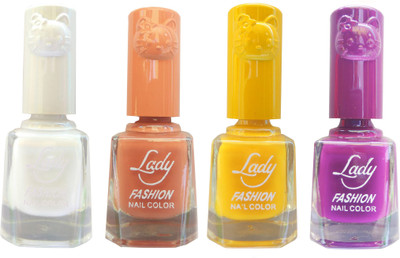 

Lady Fashion Colour Cap Insta Dry Nail polish (Evergreen Colours) White,Brown,Yellow,Purple(Pack of 4)