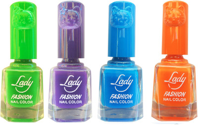 

Lady Fashion Colour Cap Insta Dry Nail polish (Evergreen Colours) Green,Purple,Blue,Orange(Pack of 4)