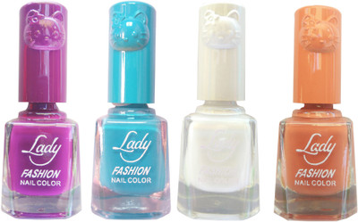

Lady Fashion Colour Cap Insta Dry Nail polish (Evergreen Colours) Purple,Blue,White,Brown(Pack of 4)