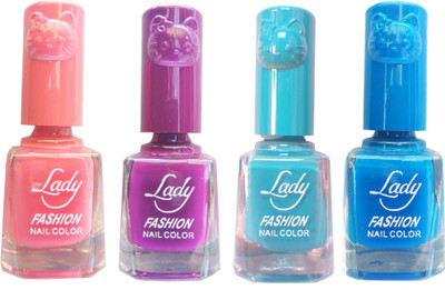 

Lady Fashion Colour Cap Insta Dry Nail polish (Evergreen Colours) Pink,Purple,Blue,Blue(Pack of 4)