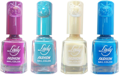 

Lady Fashion Colour Cap Insta Dry Nail polish (Evergreen Colours) Purple,Blue,White,Blue(Pack of 4)