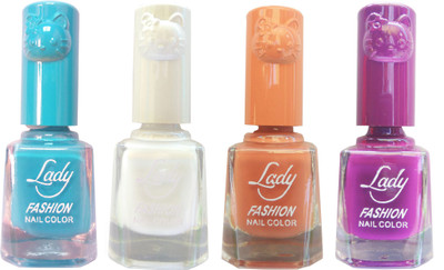 

Lady Fashion Colour Cap Insta Dry Nail polish (Evergreen Colours) Blue,White,Brown,Purple(Pack of 4)