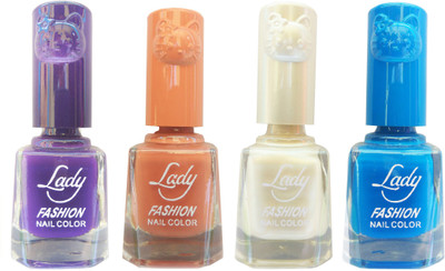 

Lady Fashion Colour Cap Insta Dry Nail polish (Evergreen Colours) Purple,Brown,White,Blue(Pack of 4)