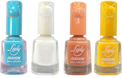 

Lady Fashion Colour Cap Insta Dry Nail polish (Evergreen Colours) Blue,White,Brown,Yellow(Pack of 4)