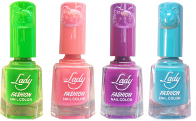 

Lady Fashion Colour Cap Insta Dry Nail polish (Evergreen Colours) Green,Pink,Purple,Blue(Pack of 4)