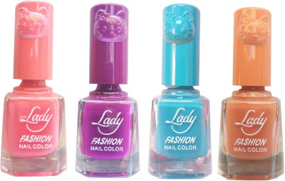 

Lady Fashion Colour Cap Insta Dry Nail polish (Evergreen Colours) Pink,Purple,Blue,Brown(Pack of 4)