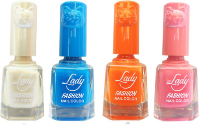 

Lady Fashion Colour Cap Insta Dry Nail polish (Evergreen Colours) White,Blue,Blue,Pink(Pack of 4)