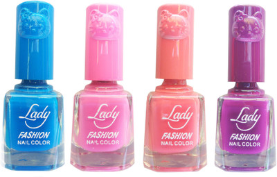 

Lady Fashion Colour Cap Insta Dry Nail polish (Evergreen Colours) Blue,Pink,Pink,Purple(Pack of 4)
