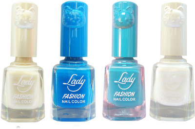 

Lady Fashion Colour Cap Insta Dry Nail polish (Evergreen Colours) White,Blue,Blue,White(Pack of 4)