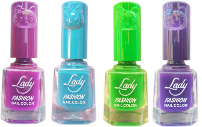 

Lady Fashion Colour Cap Insta Dry Nail polish (Evergreen Colours) Purple,Blue,Green,Purple(Pack of 4)