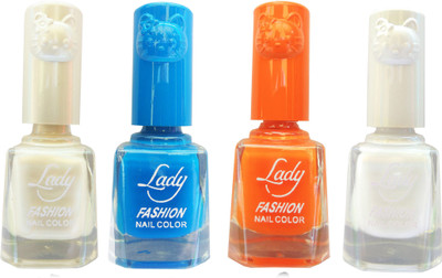

Lady Fashion Colour Cap Insta Dry Nail polish (Evergreen Colours) White,Blue,Pink,White(Pack of 4)