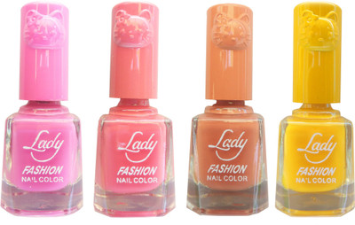 

Lady Fashion Colour Cap Insta Dry Nail polish (Evergreen Colours) Pink,Pink,Brown,Yellow(Pack of 4)