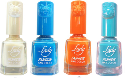 

Lady Fashion Colour Cap Insta Dry Nail polish (Evergreen Colours) White,Blue,Blue,Blue(Pack of 4)