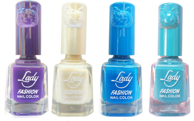 

Lady Fashion Colour Cap Insta Dry Nail polish (Evergreen Colours) Purple,White,Blue,Blue(Pack of 4)