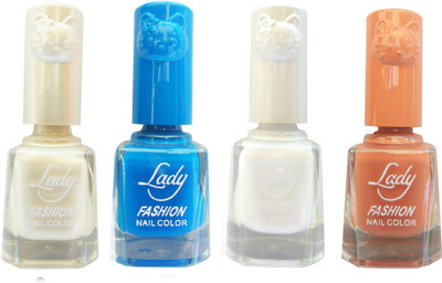 

Lady Fashion Colour Cap Insta Dry Nail polish (Evergreen Colours) White,Blue,White,Brown(Pack of 4)