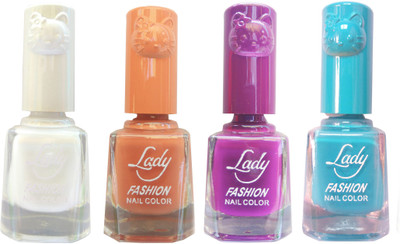 

Lady Fashion Colour Cap Insta Dry Nail polish (Evergreen Colours) White,Brown,Pink,Blue(Pack of 4)