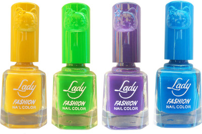 

Lady Fashion Colour Cap Insta Dry Nail polish (Evergreen Colours) Yellow,Green,Purple,Blue(Pack of 4)
