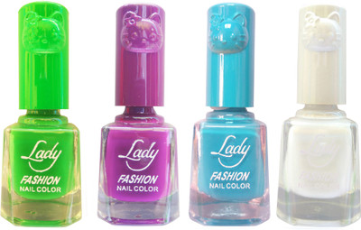 

Lady Fashion Colour Cap Insta Dry Nail polish (Evergreen Colours) Green,Purple,Blue,White(Pack of 4)