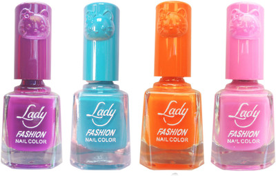 

Lady Fashion Colour Cap Insta Dry Nail polish (Evergreen Colours) Purple,Blue,Orange,Pink(Pack of 4)