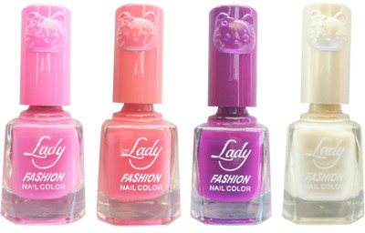 

Lady Fashion Colour Cap Insta Dry Nail polish (Evergreen Colours) Pink,Pink,Purple,White(Pack of 4)