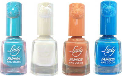 

Lady Fashion Colour Cap Insta Dry Nail polish (Evergreen Colours) Blue,White,Brown,Blue(Pack of 4)