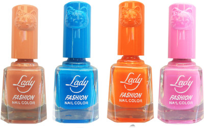 

Lady Fashion Colour Cap Insta Dry Nail polish (Evergreen Colours) Brown,Blue,Orange,Pink(Pack of 4)