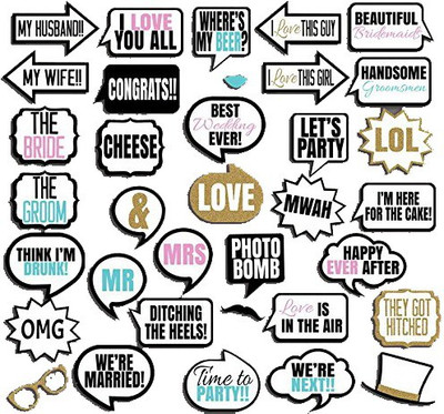 

PARTY PROPZ WEDDING BACHELOR PHOTO PROPS 33 PCS Photo Booth Board(Party)