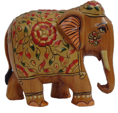 

LAVANSHI 4" Kadamba Wood Elephant idol Decorative Showpiece - 11 cm(Wooden, Brown)