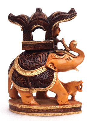 

LAVANSHI 6" Kadamba Wood Elephant Idol Decorative Showpiece - 16 cm(Wooden, Multicolor)