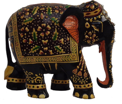 

LAVANSHI 4" kadamba wood elephant idol Decorative Showpiece - 10 cm(Wooden, Multicolor)