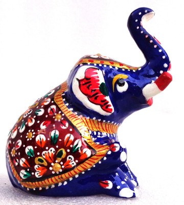 

LAVANSHI 3" Metal Meenakari Elephant Idol Decorative Showpiece - 8 cm(Aluminium, Multicolor)