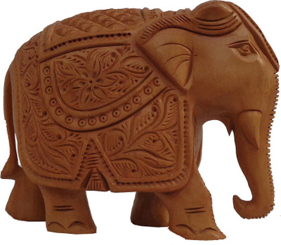 

LAVANSHI 4" kadamba wood elephant idol Decorative Showpiece - 10 cm(Wooden, Brown)
