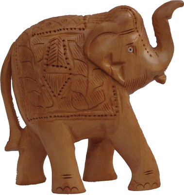 

LAVANSHI 4" kadamba wood elephant idol Decorative Showpiece - 10 cm(Wooden, Brown)